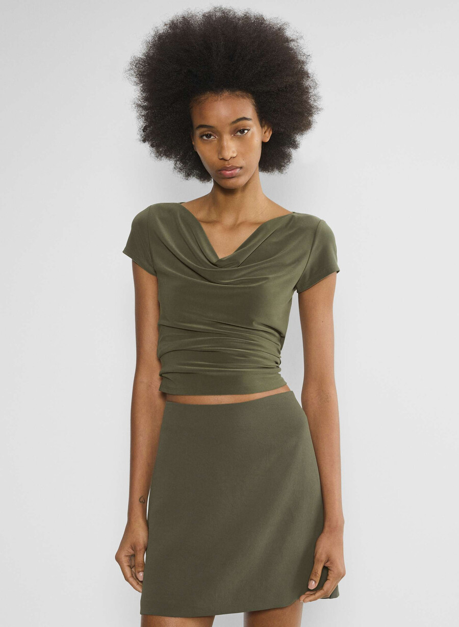 klassisk miniskjørt - crepette dark olive