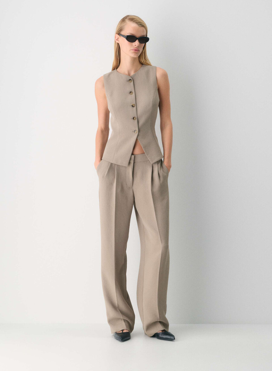 the effortless pant lo-rise – crepette nomad taupe