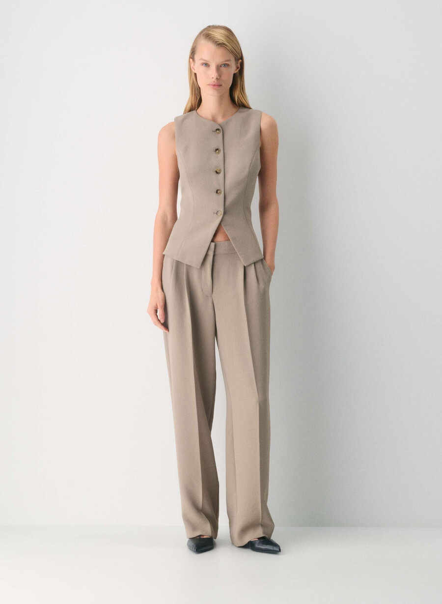 the effortless pant lo-rise – crepette nomad taupe