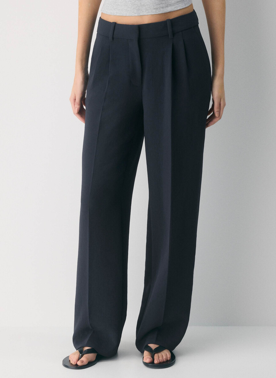 the effortless pant lo-rise - crepette mØrk navy