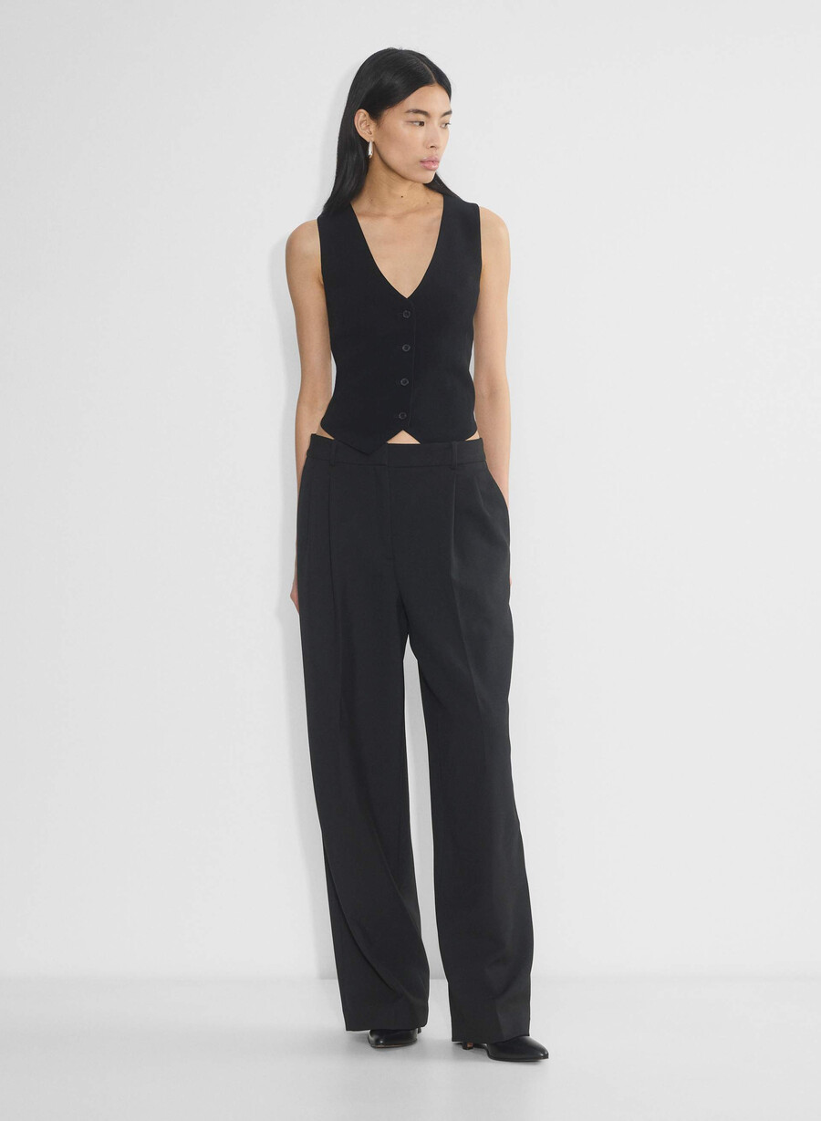 deniro vest - mirror crepe svart