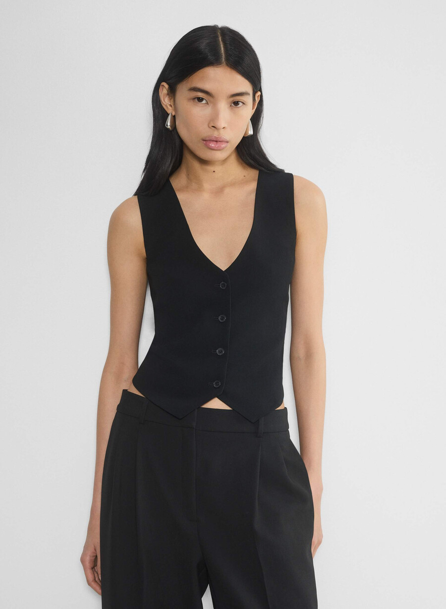 deniro vest - mirror crepe svart
