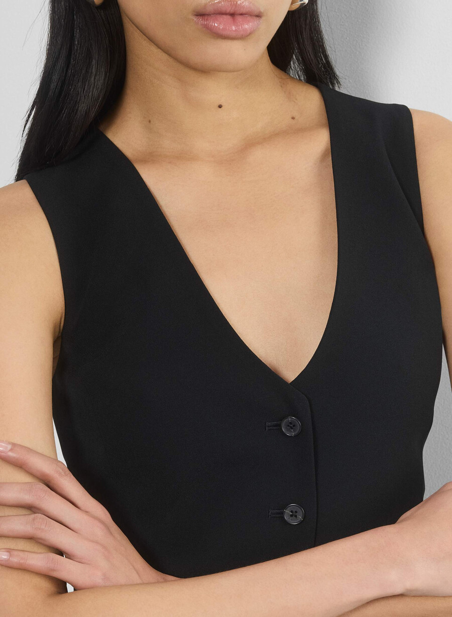 deniro vest - mirror crepe svart