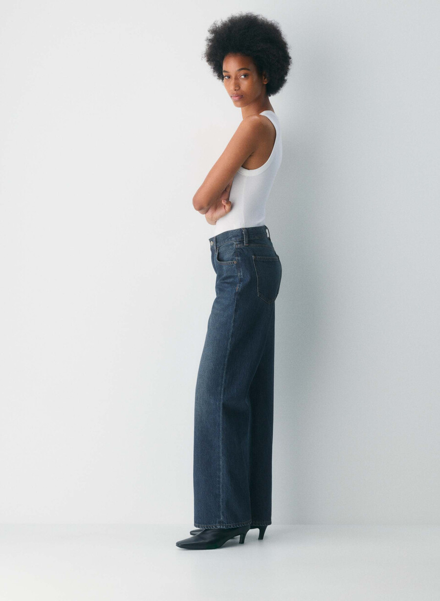 denim forum farrah high-rise wide jean be about dark bleu