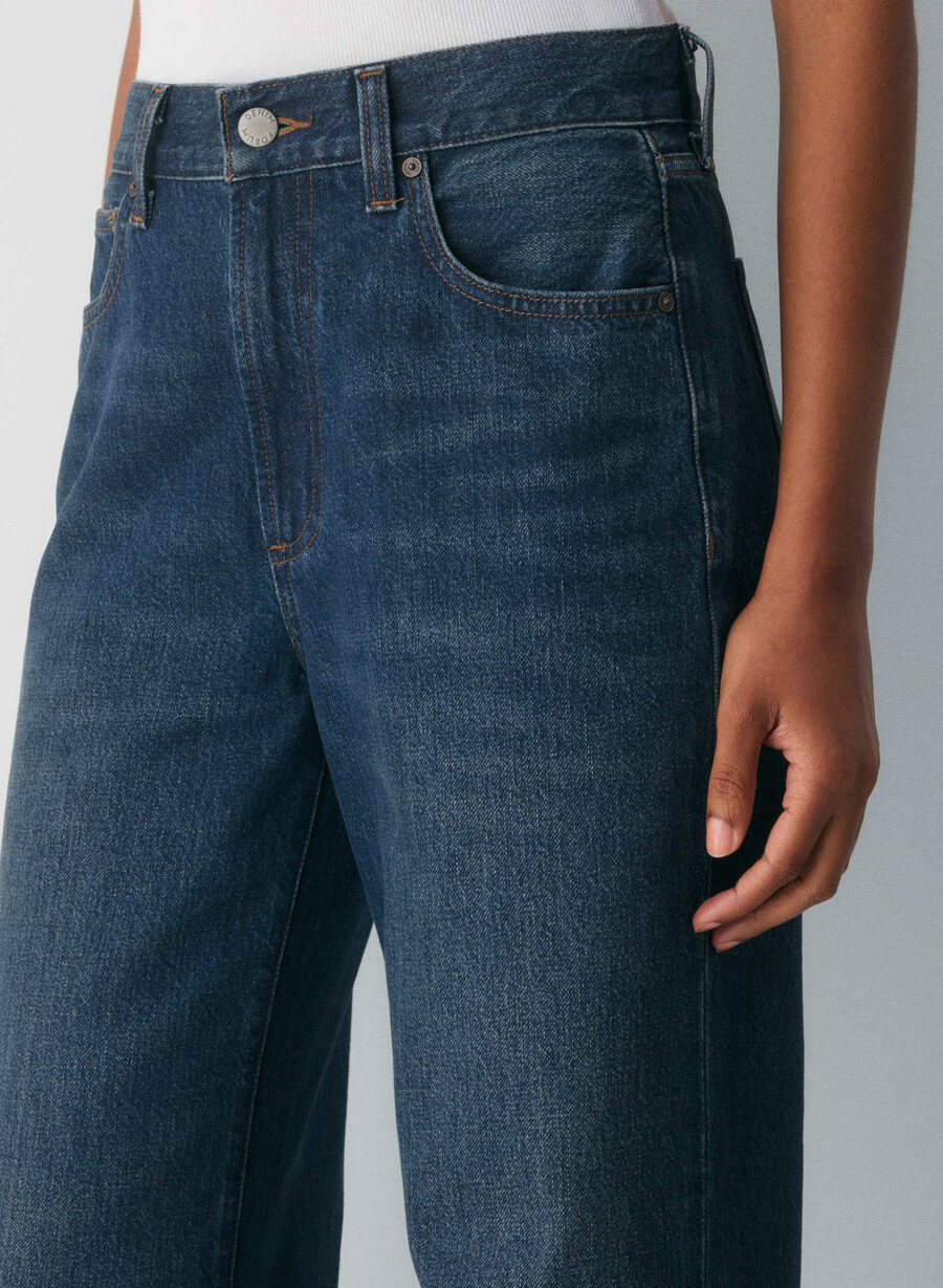 denim forum farrah high-rise wide jean be about dark bleu