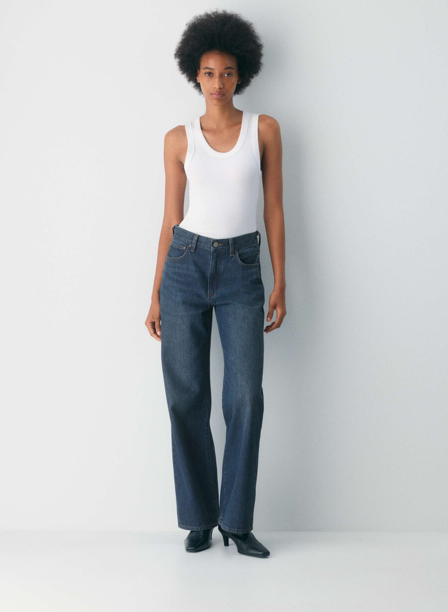 denim forum farrah high-rise wide jean be about dark bleu