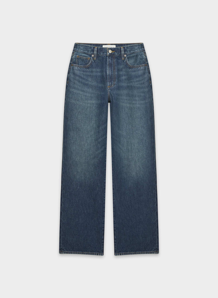 denim forum farrah high-rise wide jean be about dark bleu