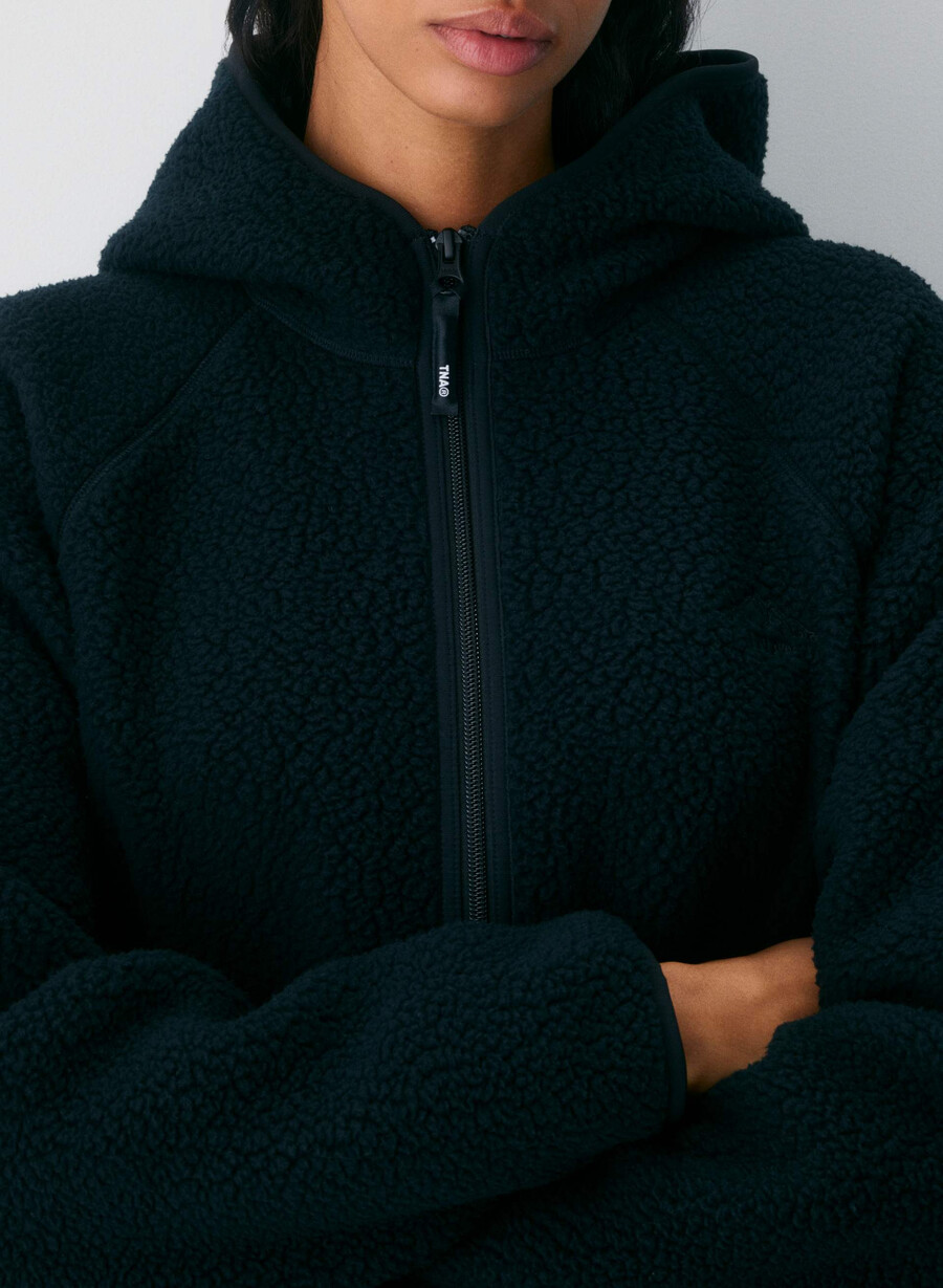 polartec thermal pro raglan-hettegenser med glidelås svart