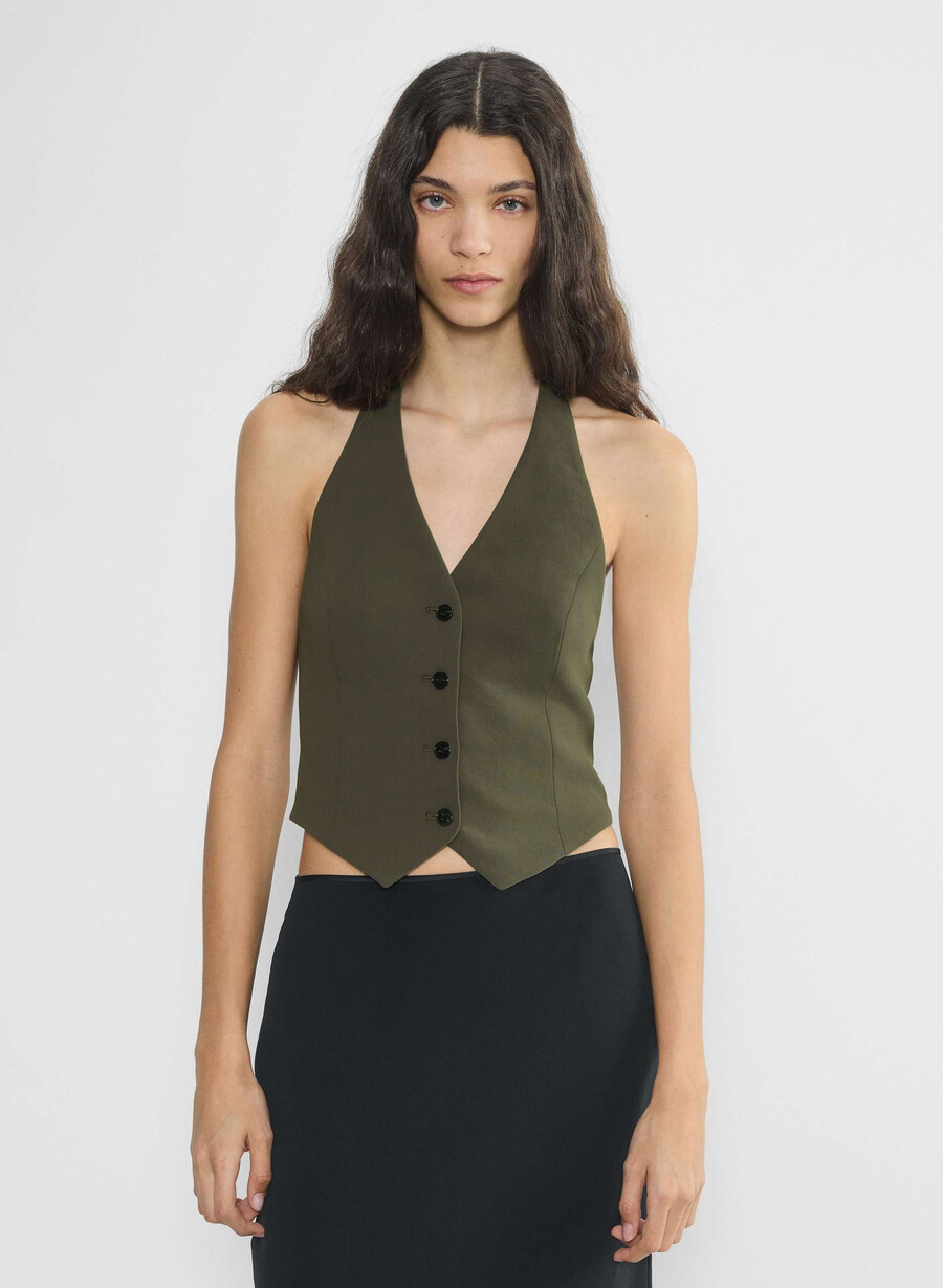 vito vest - crepette mØrk olive