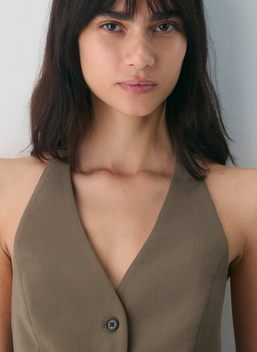vito vest - crepette cola taupe