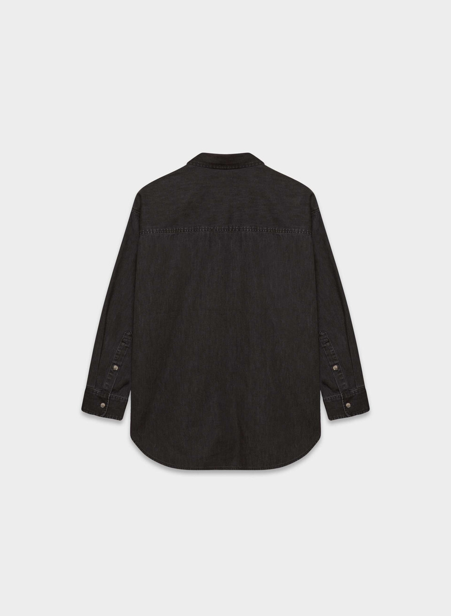 denim forum komfortabel denimskjorte fra 80-tallet svart eyeliner