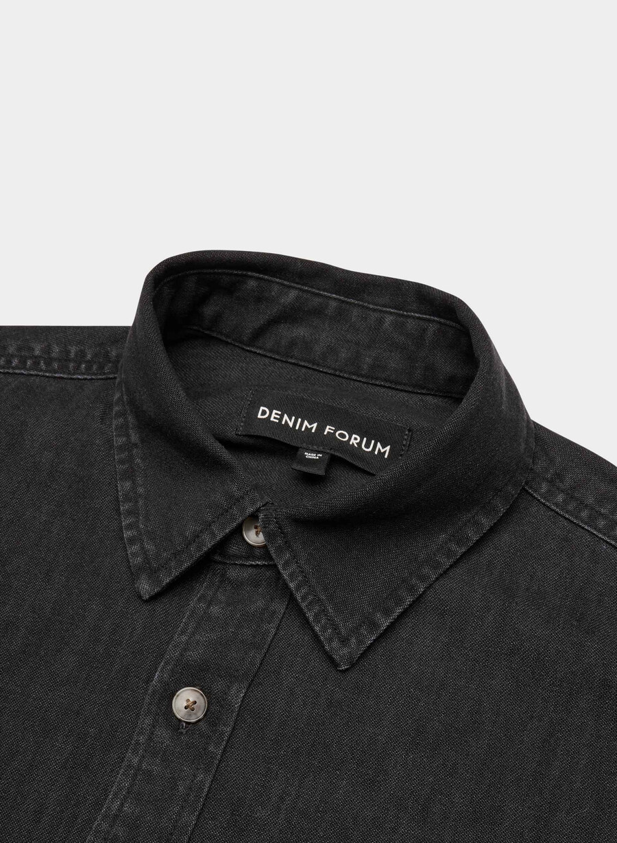 denim forum komfortabel denimskjorte fra 80-tallet svart eyeliner