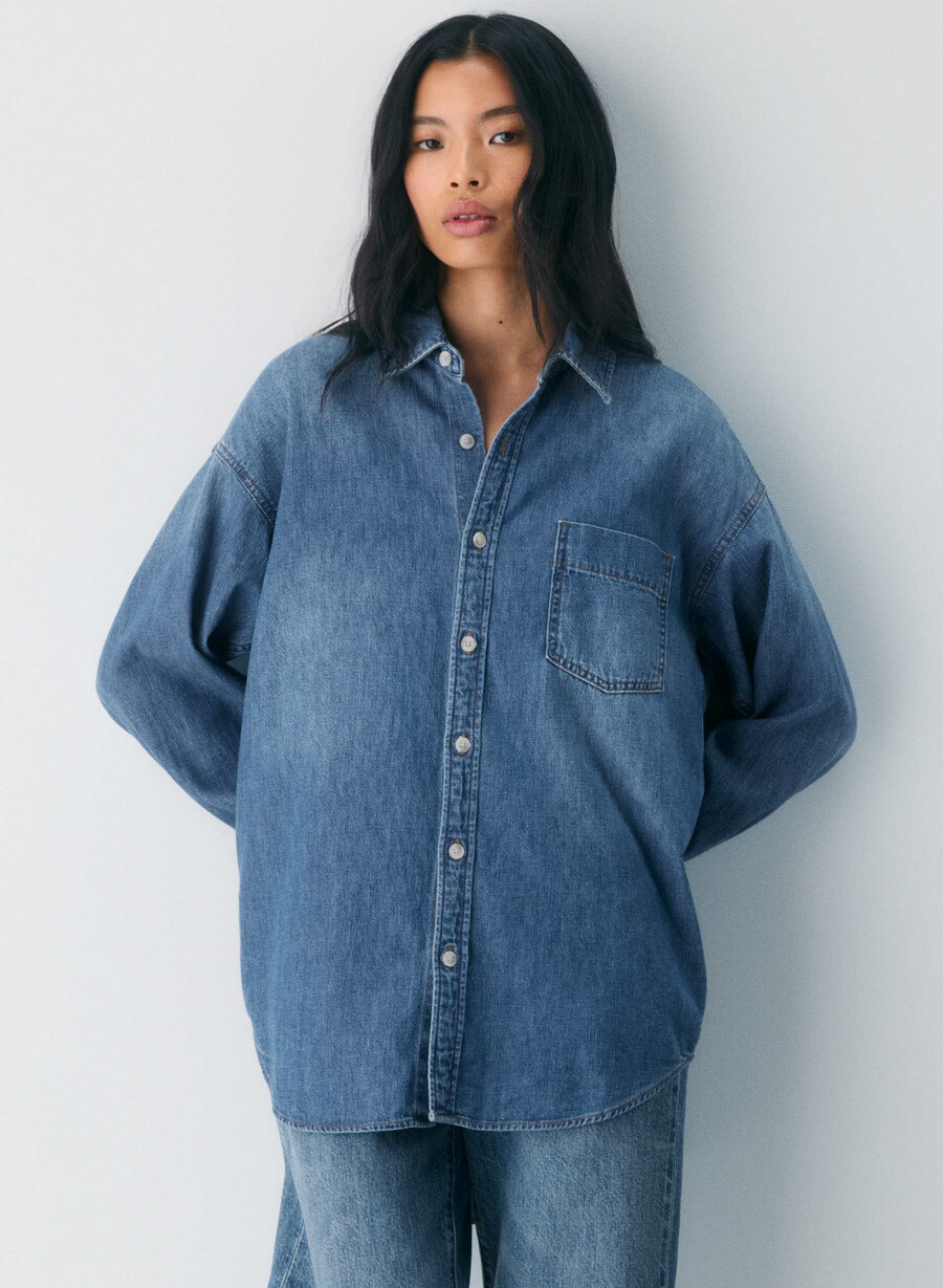 denim forum komfortabel denimskjorte fra 80-tallet 5 år kiss n tell svart