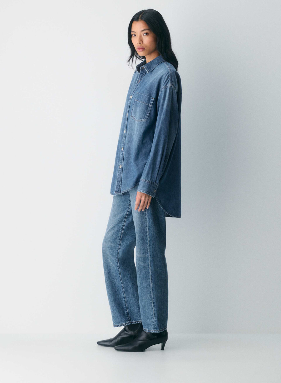 denim forum komfortabel denimskjorte fra 80-tallet 5 år kiss n tell svart