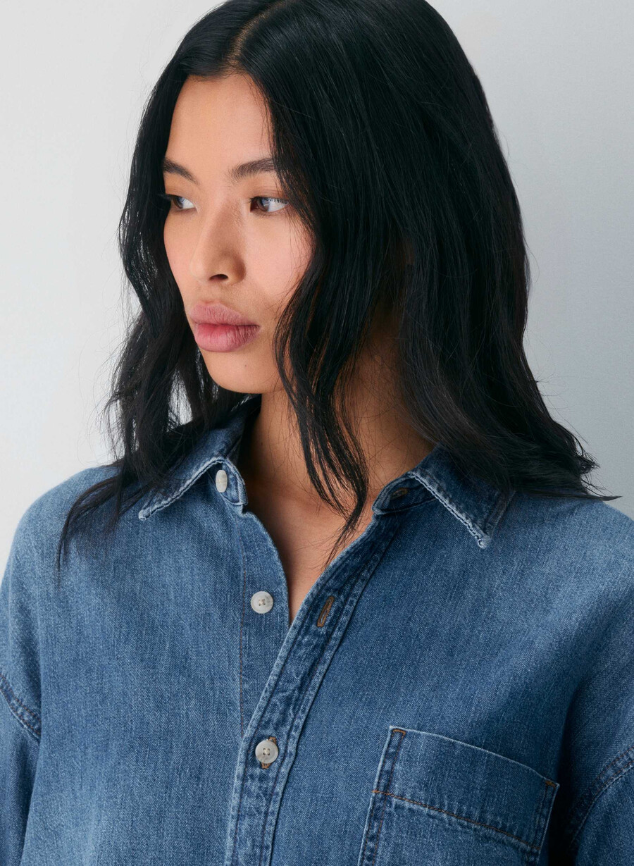 denim forum komfortabel denimskjorte fra 80-tallet 5 år kiss n tell svart