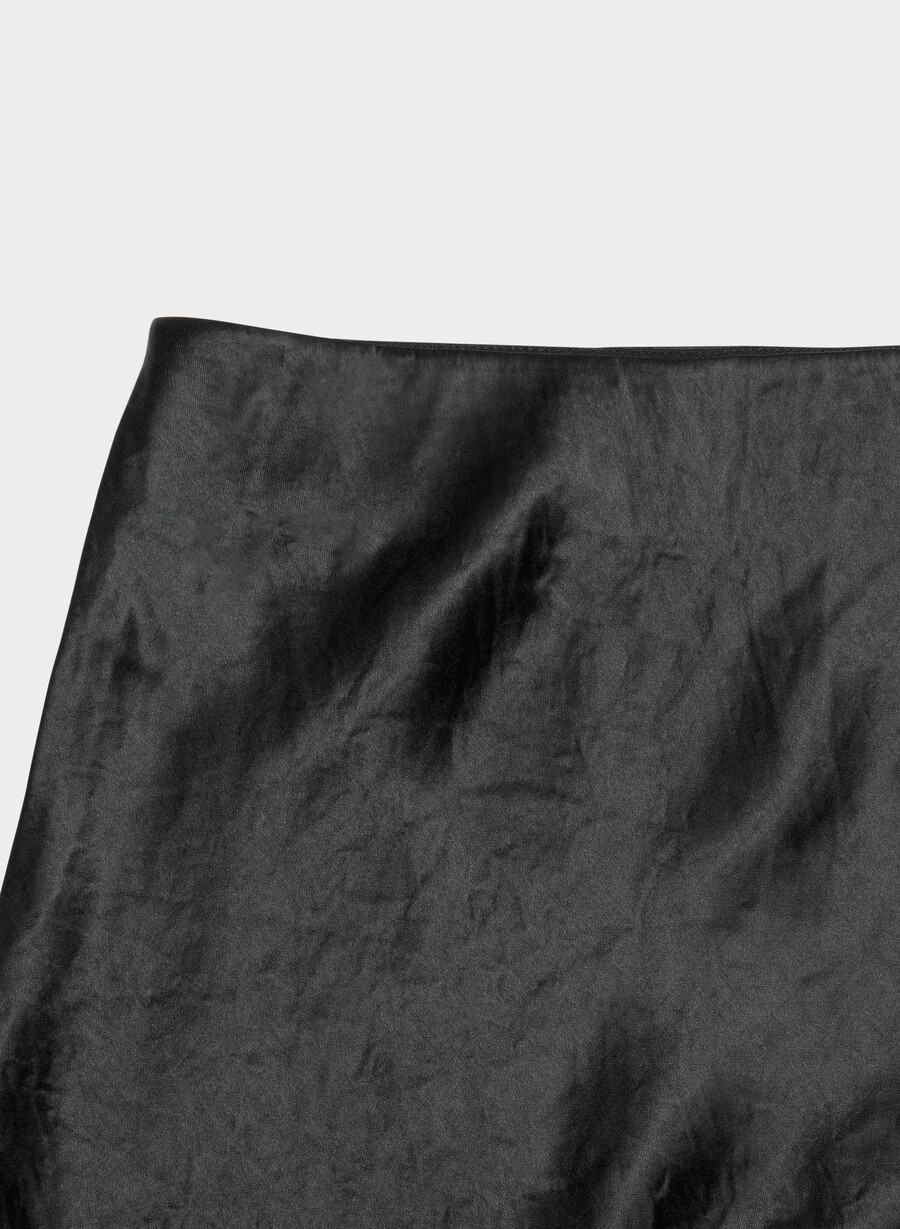 slip satin midi skjørt svart