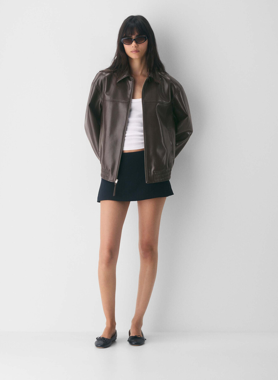 falcon jakke - unreal leather rich mocha brun