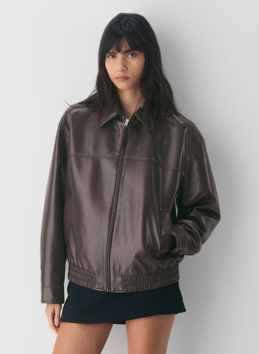 falcon jakke - unreal leather rich mocha brun