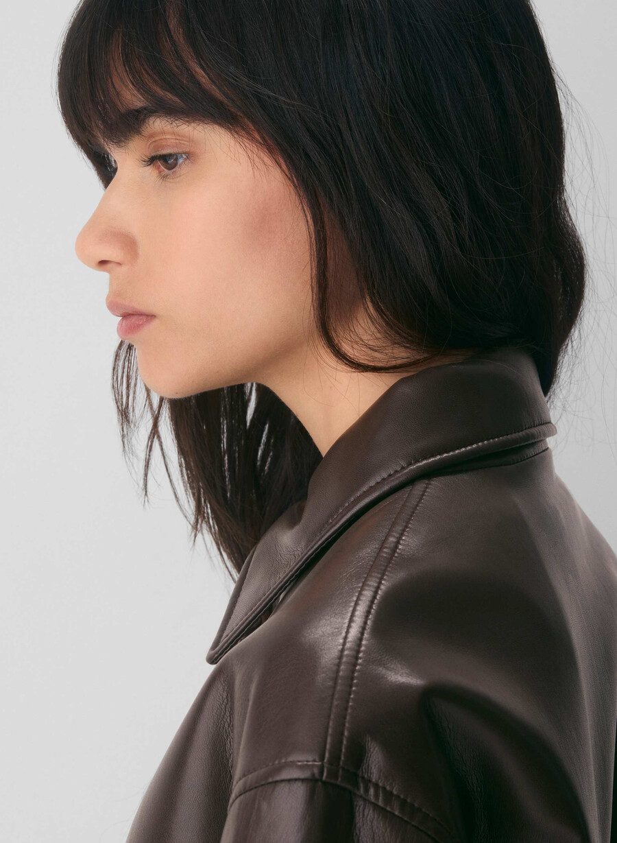 falcon jakke - unreal leather rich mocha brun