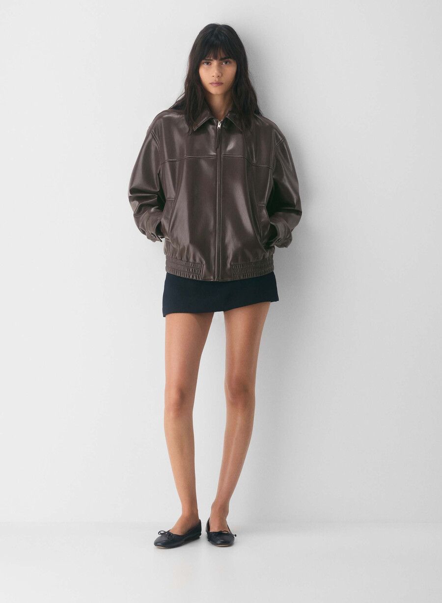 falcon jakke - unreal leather rich mocha brun