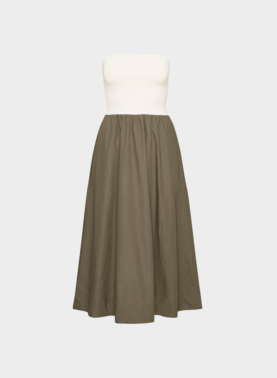 kjole i myk poplin i cola taupe lt birch