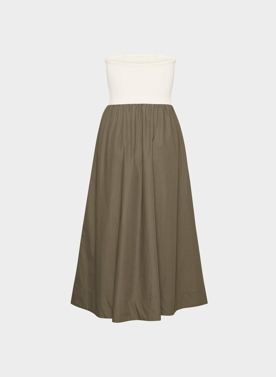 kjole i myk poplin i cola taupe lt birch