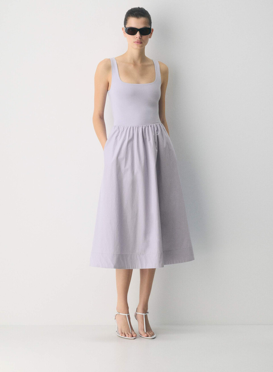 revive poplin kjole villblomster lila