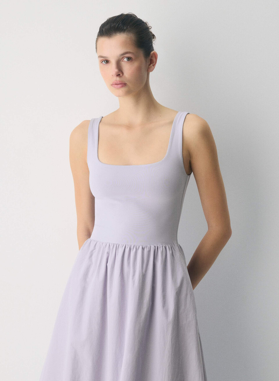 revive poplin kjole villblomster lila