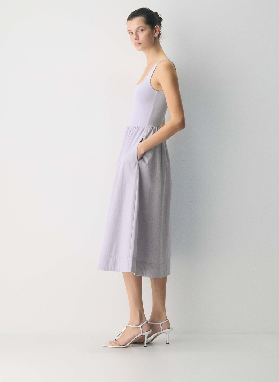 revive poplin kjole villblomster lila