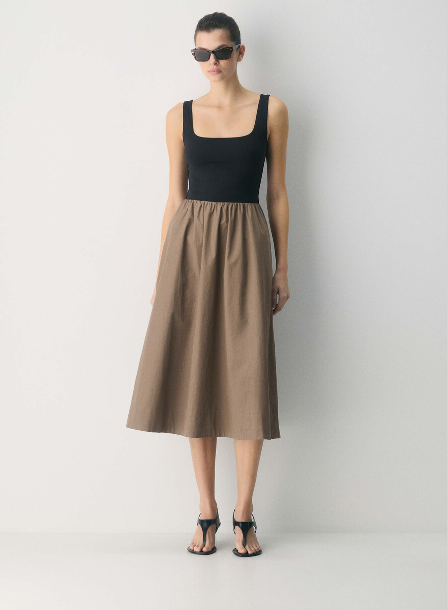 revive poplin-kjole folio brunsvart