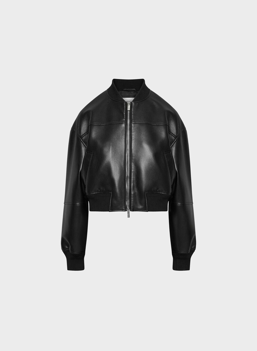 synergy bomber - uekte lær svart