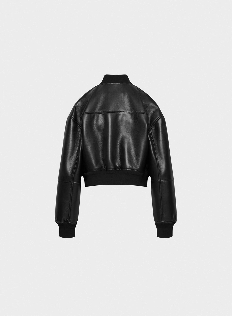 synergy bomber - uekte lær svart