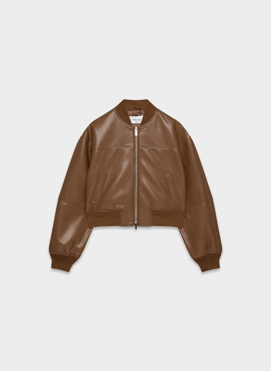 synergy bomber - unreal leather sjokoladebrun