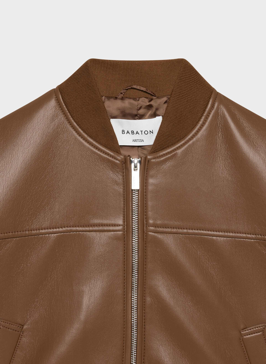 synergy bomber - unreal leather sjokoladebrun