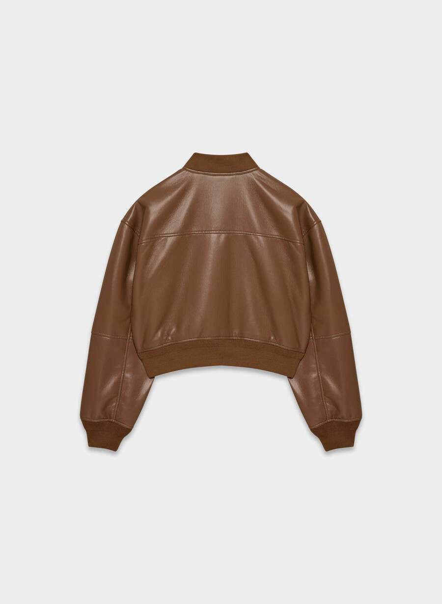 synergy bomber - unreal leather sjokoladebrun