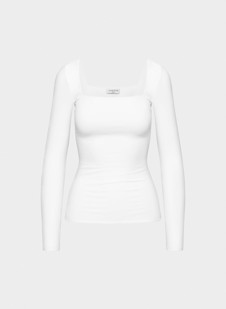 original contour squareneck hip langermet knallhvit