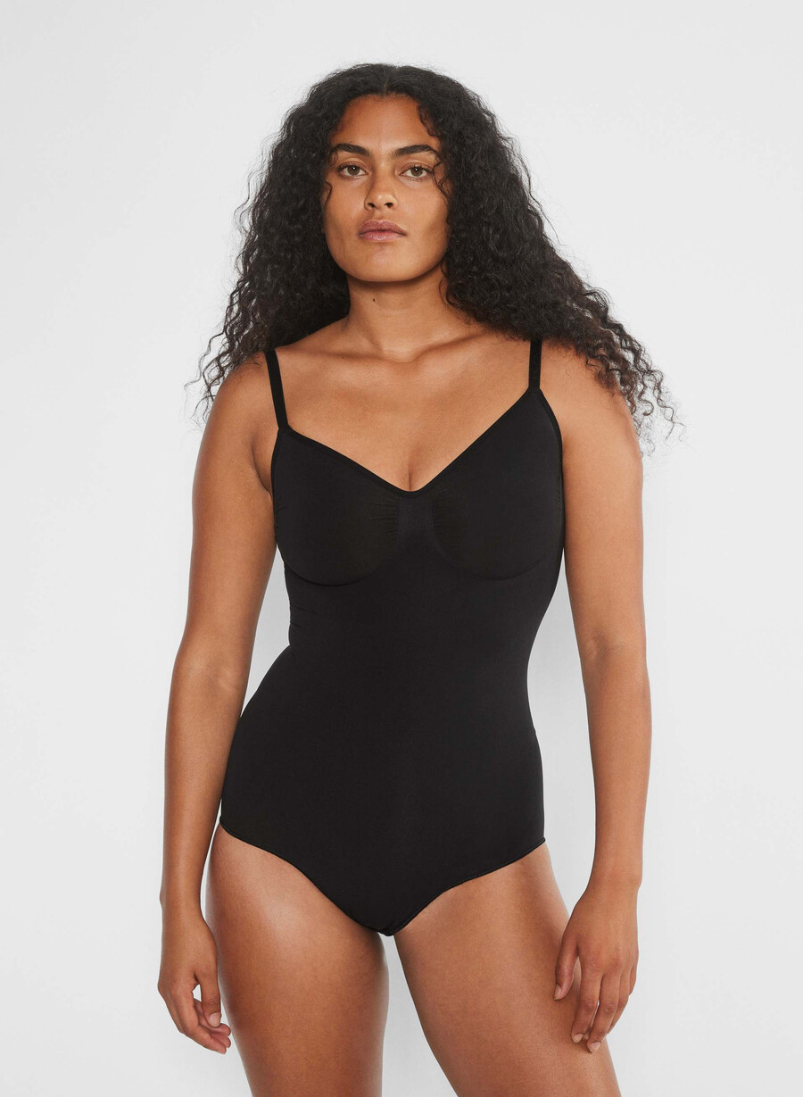 shapeenhance sømløs hel-bum bodysuit svart