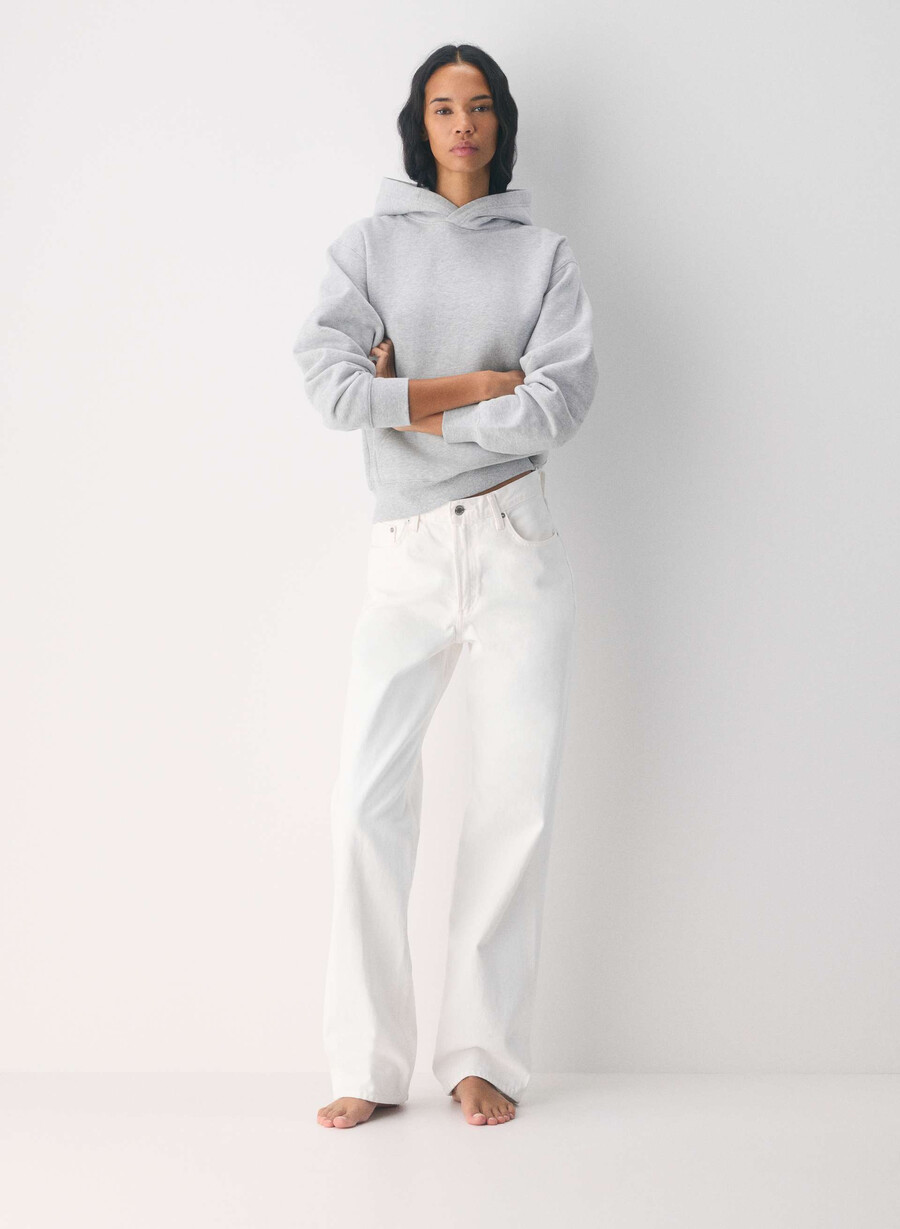 koselig hettegenser i fleece med perfekt passform heather chrome