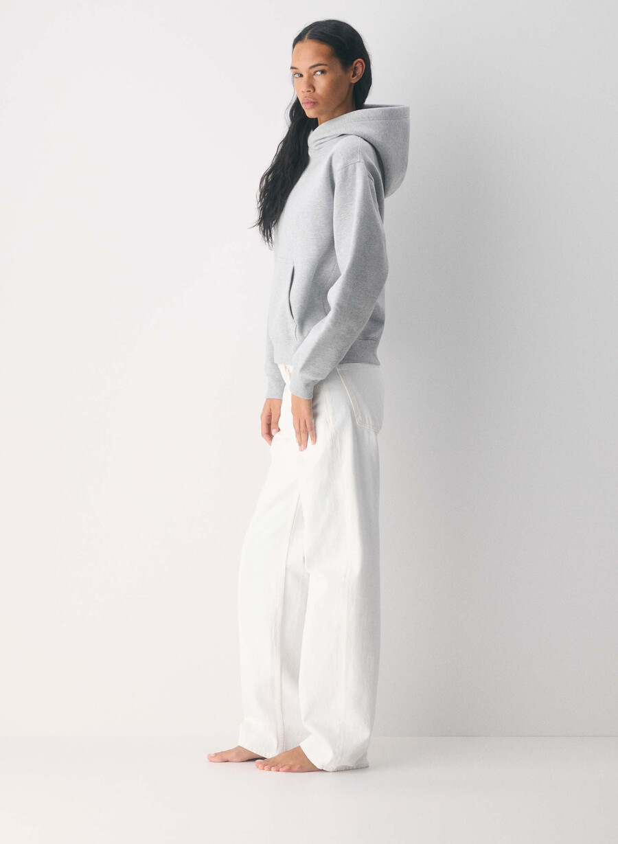 koselig hettegenser i fleece med perfekt passform heather chrome