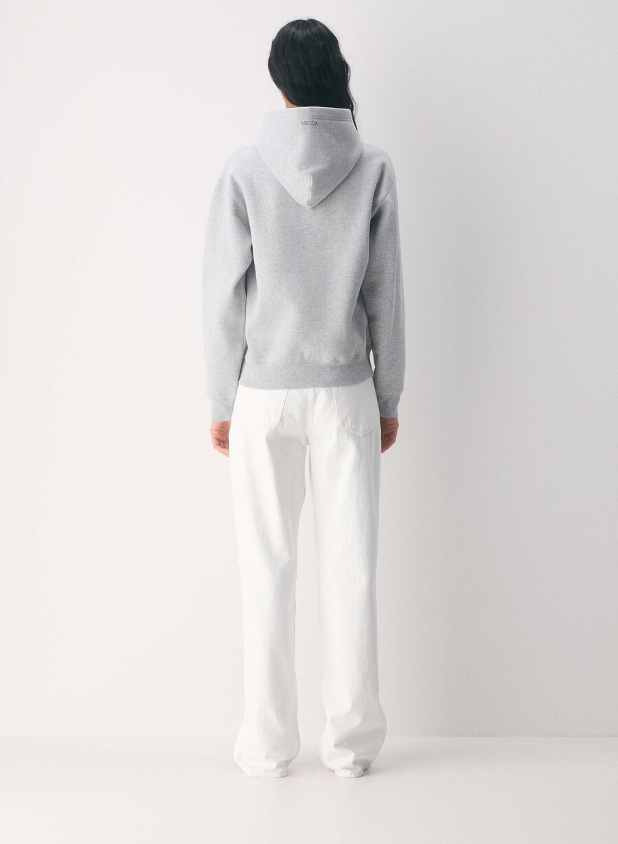 koselig hettegenser i fleece med perfekt passform heather chrome