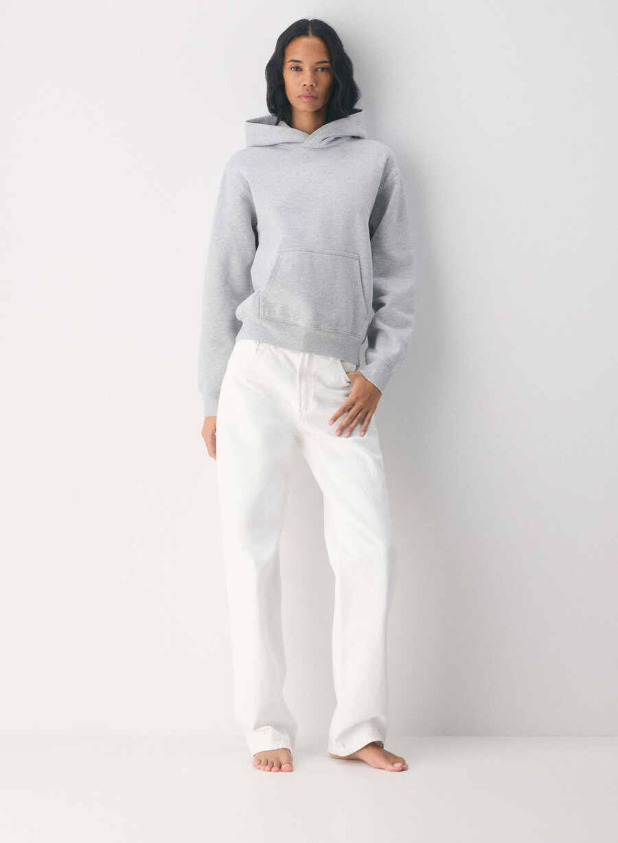 koselig hettegenser i fleece med perfekt passform heather chrome