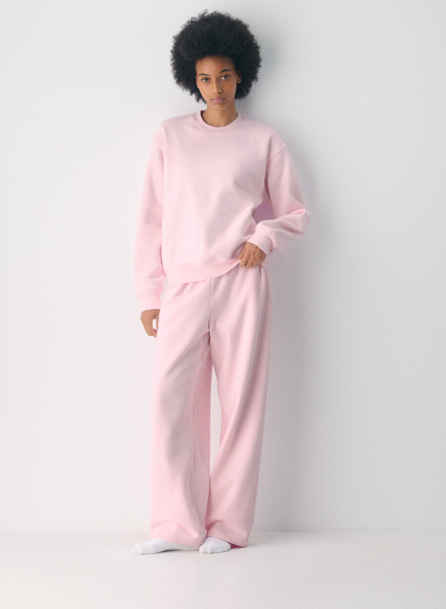 koselig fleece-genser med perfekt rund hals villa rosa