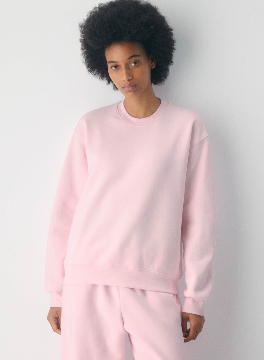 koselig fleece-genser med perfekt rund hals villa rosa