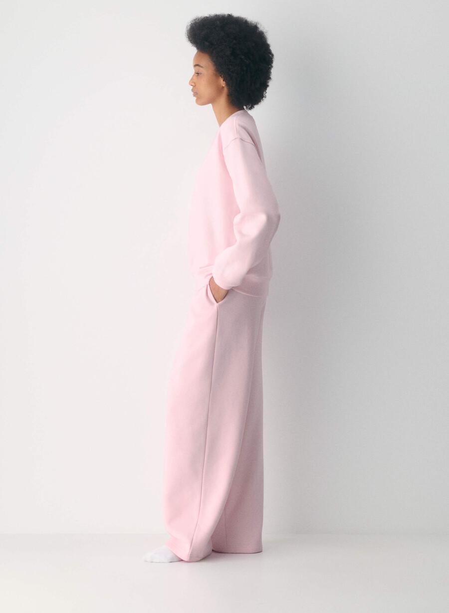 koselig fleece-genser med perfekt rund hals villa rosa