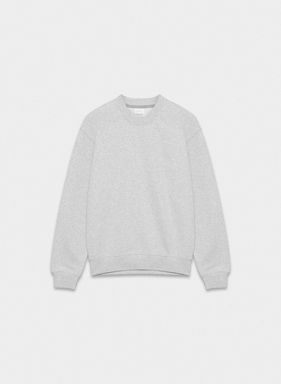 koselig fleece perfect crew-genser i melange med lyserøde detaljer