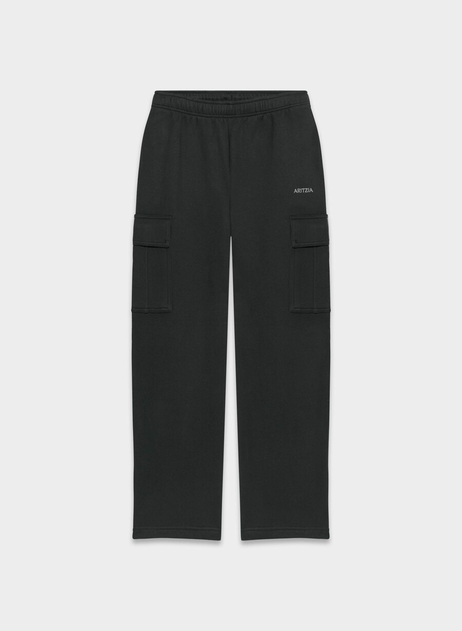 cozy sweatfleece mega cargo joggebukse svart