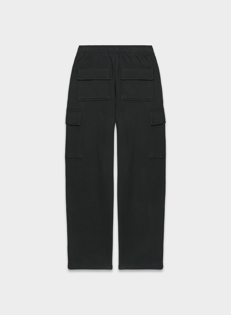 cozy sweatfleece mega cargo joggebukse svart