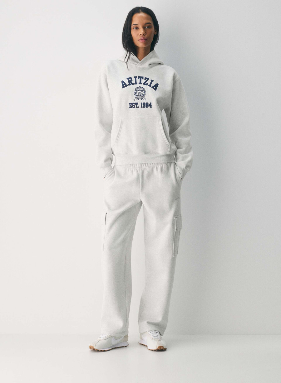 cozy sweatfleece mega cargo joggebukse i hvitt med lyng