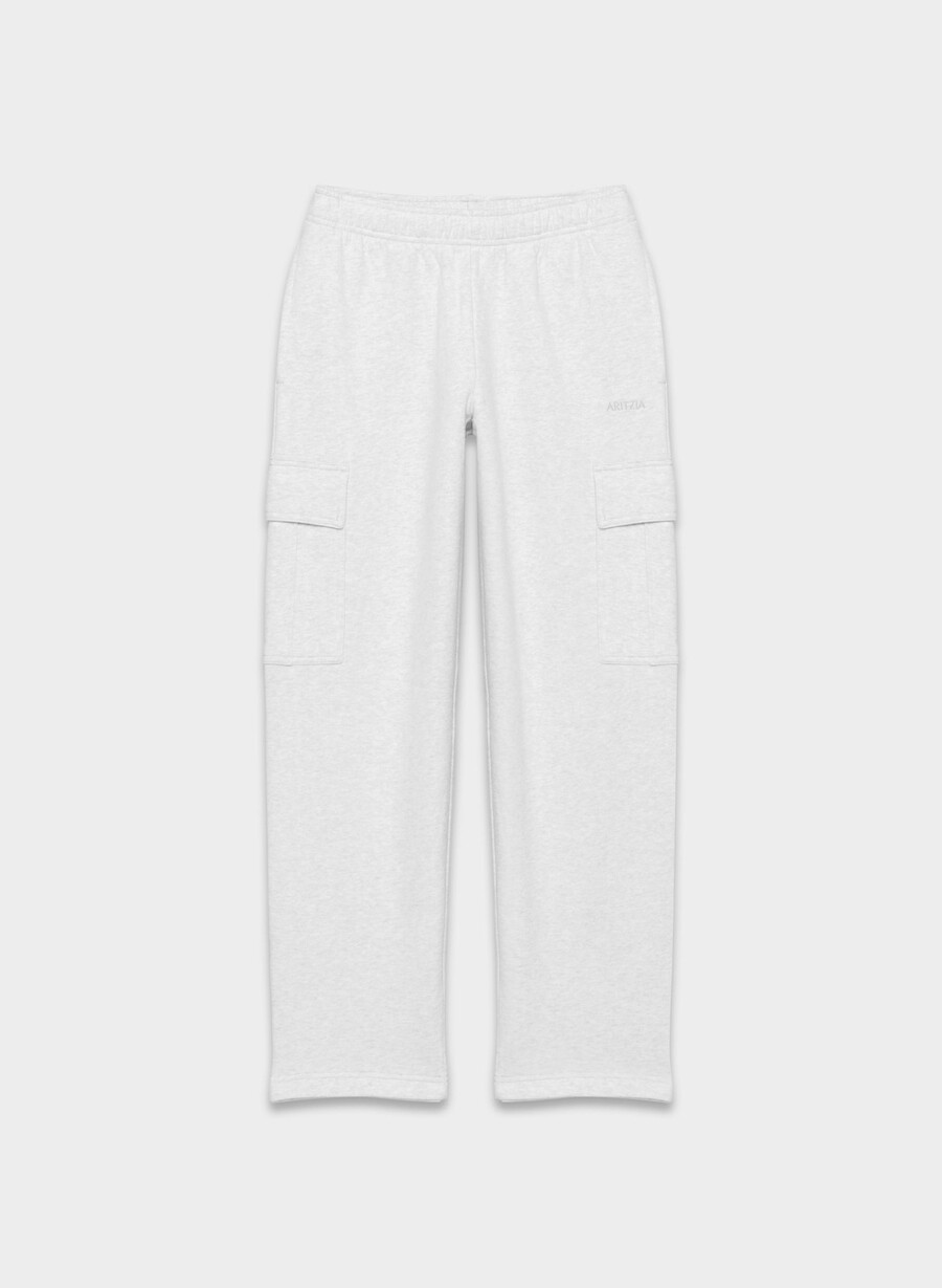 cozy sweatfleece mega cargo joggebukse i hvitt med lyng