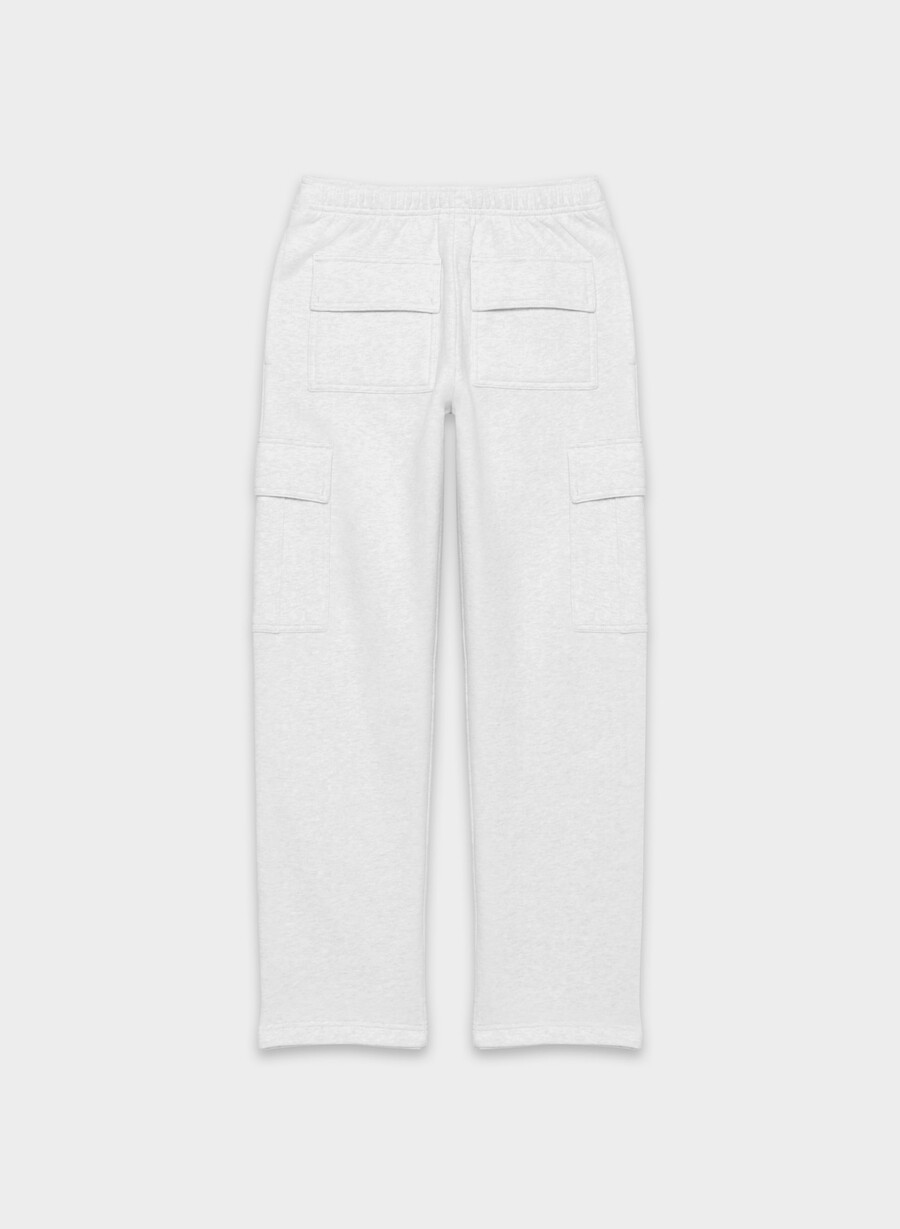 cozy sweatfleece mega cargo joggebukse i hvitt med lyng